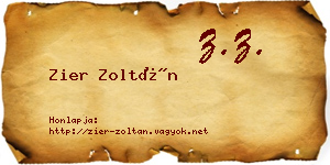 Zier Zoltán névjegykártya
